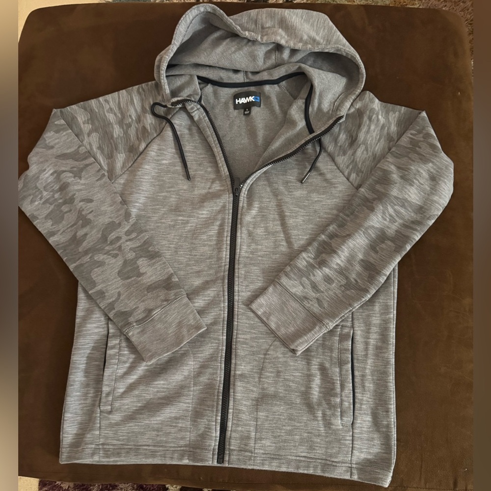 Tony Hawk Gray Full-Zip Hoodie with Camo Sleeves